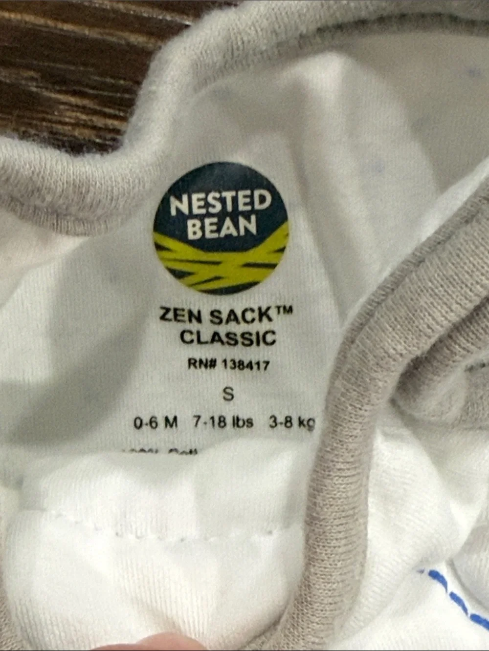 Nested Bean Baby Zen Sleep Sacks - White and Light Gray - lot of 2